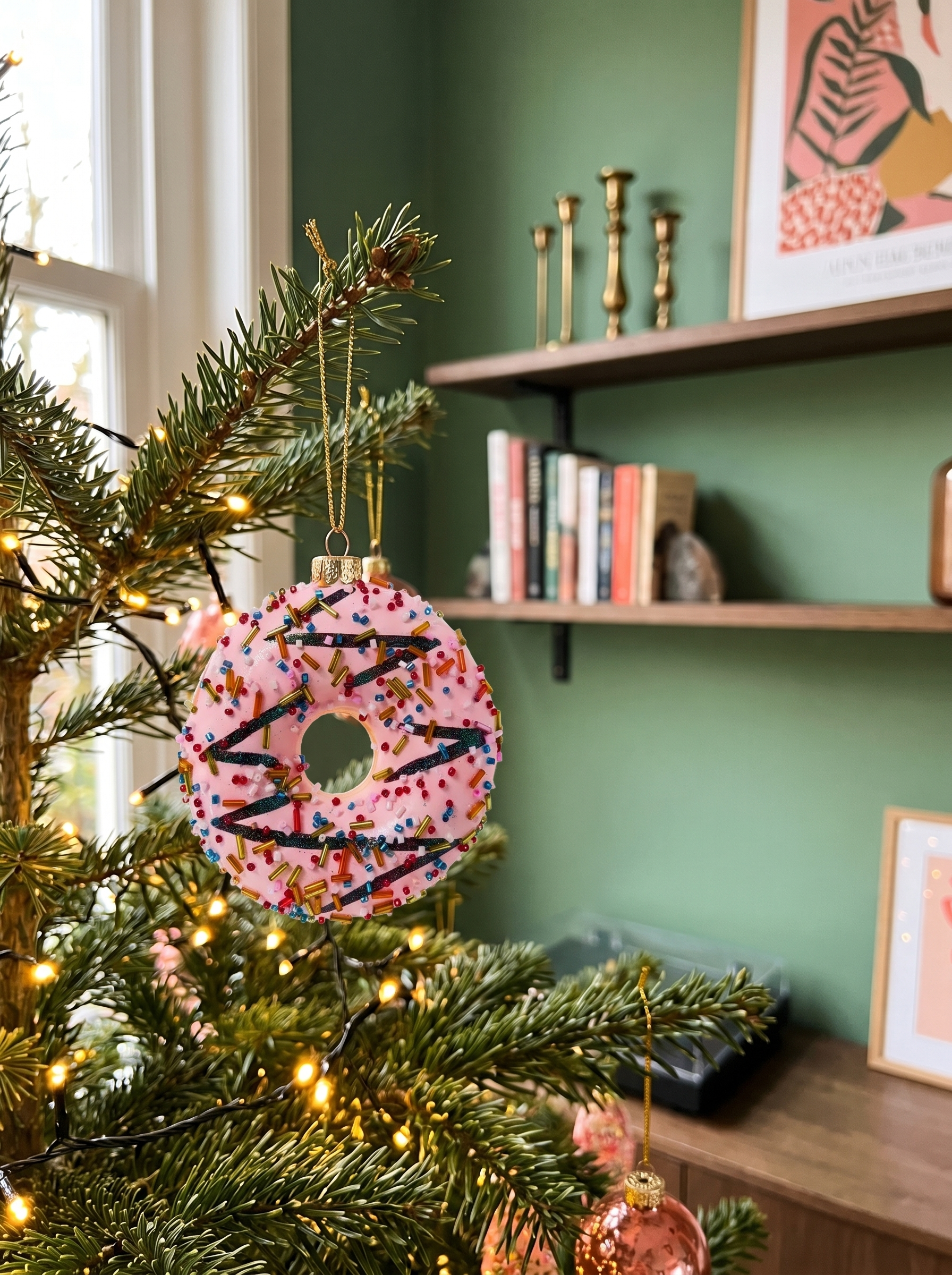 Donut in de boom - kerstornament